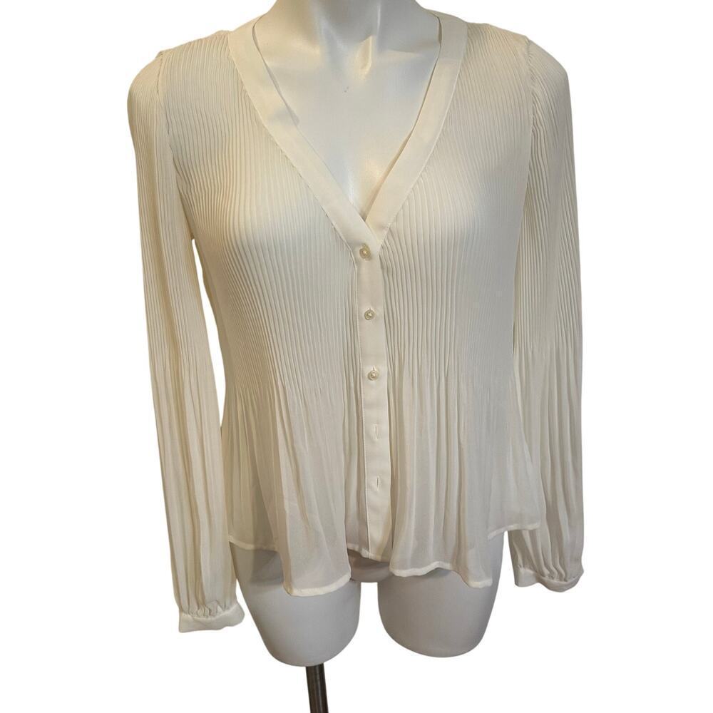 Express Cream Crinkle Long Sleeve Blouse sz XS CottageCore
